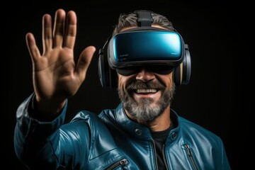 Fototapeta premium man looking at glasses of virtual reality. Future technology concept