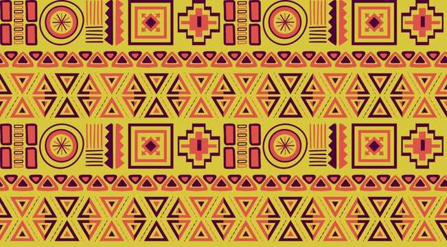 African Print Fabric. Vector Seamless Tribal Pattern. Traditional Ethnic Hand Drawn Ornament for your Design Cloth, Carpet, Rug, Pareo, Wrap