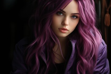 Naklejka premium Beauty Fashion women with dyed hair