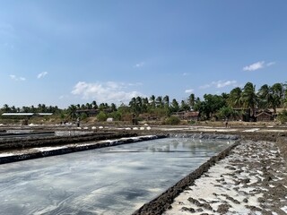 view of salt production on the seafront