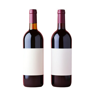 two combined red wine bottle images with different labels transparent background
