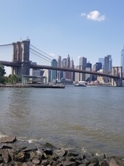 brooklyn bridge and skyline of Manhattan