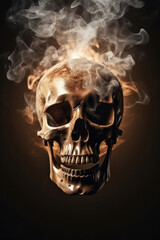Obraz premium Human skull with smoke
