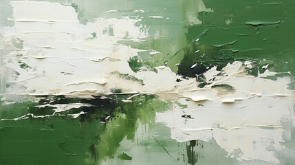 Dark Green and White Brushstrokes in a White Canvas