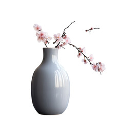 One grey vase on a pastel background transparent background
