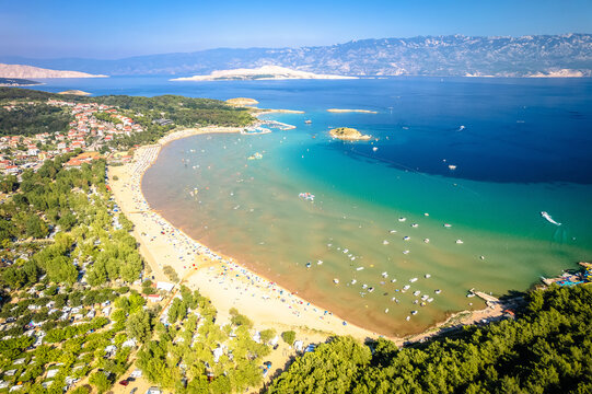 San Marino beach in Lopar on Rab island aerial view
