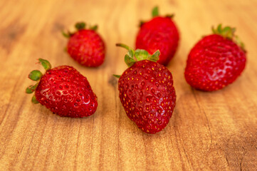 Red, juicy, freshly picked strawberries.