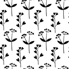 vector seamless pattern twigs leaves botany