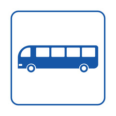 blue bus square frame icon