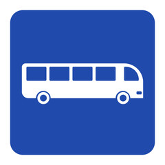 blue bus station sign square icon