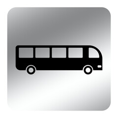 silver bus station sign square icon