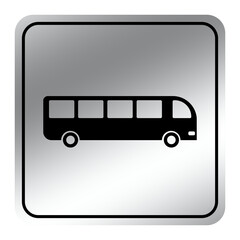 silver bus station sign square icon