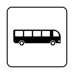 black bus square frame icon