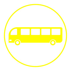 yellow bus square circle frame icon