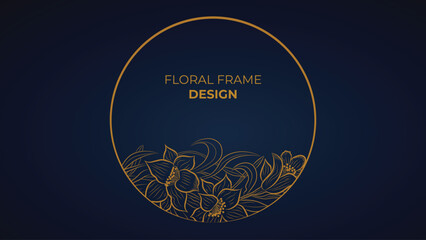 Decorative Floral golden frame . Vintage calligraphic circle and borders. ornamental Border, ornaments. Wedding frame, invitation card, menu, picture borders, deco dividers. Vector art.