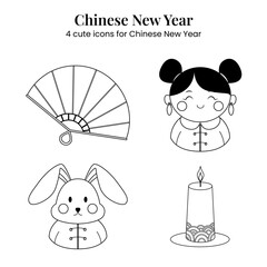 Chinese Lunar New Year Vector Icon Lineart Outline without Color