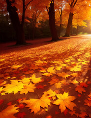Naklejka na ściany i meble autumn fall on the floor 
