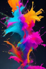 an image of vibrant and dynamic paint splashes, each bursting with amazing colors that create an incredibly aesthetic and visually captivating composition- Generative ai
