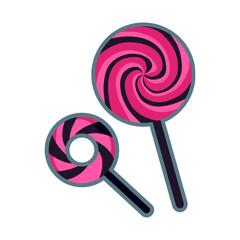 Halloween. Black pink lollipops isolated on white background.