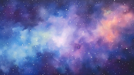 Fototapeta na wymiar Hand painted watercolor galaxy background. Genarative AI
