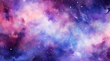 Naklejka premium Hand painted watercolor galaxy background. Genarative AI