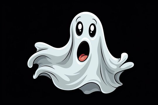 cute scared ghost halloween cartoon illustration