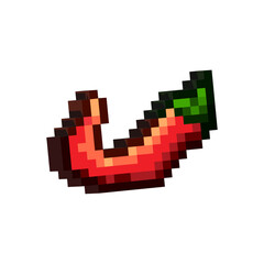 Obraz premium Isometric Pixel art 3d of red chili for food items asset.3d of fresh red chili on pixelated style.8bits perfect for game asset or design asset element for your game design asset.