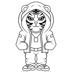 Cool Tiger mascot logo design line art
