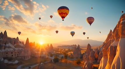 Himmelszauber: Heißluftballons im Sonnenaufgang