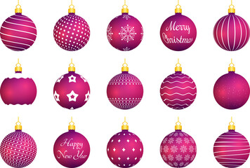 15 Violet Christmas balls