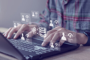 Data-driven analytics concepts Using artificial intelligence AI robots for big data analysis and marketing automation processes. human resources