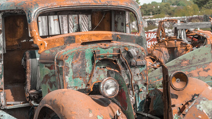 rust cars on the creperie tati in gotland sweden