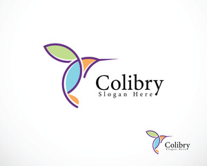 humming bird logo creative design color line art