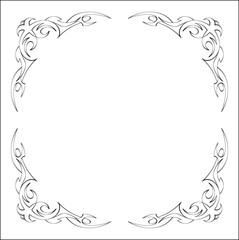 Elegant black and white monochrome ornamental border for greeting cards, banners, invitations. Vector frame for all sizes and formats. Isolated vector illustration.