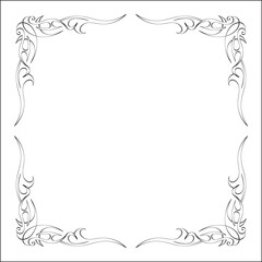 Elegant black and white monochrome ornamental border for greeting cards, banners, invitations. Vector frame for all sizes and formats. Isolated vector illustration.