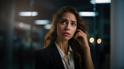 confused woman in office