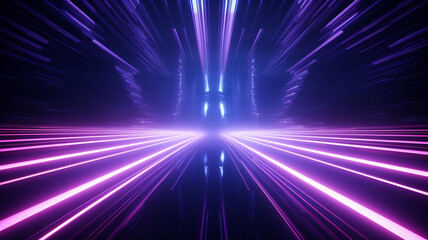 3d render abstract futuristic neon background with glowing ascending lines
