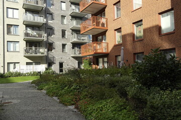 Modern apartment buildings in the city of Stockholm.