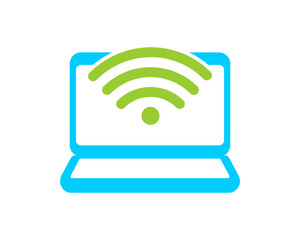 Laptop with internet connection in the middle