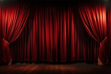 Red Curtain Screen background with spot light
