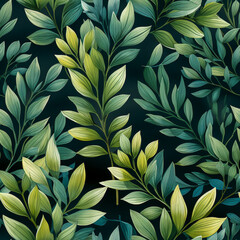 Seamless tropical leaves background , AI generated