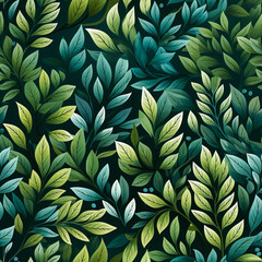 Seamless tropical leaves background , AI generated