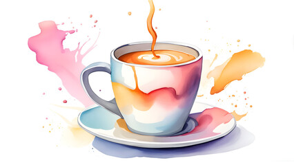 Cup of coffee in watercolor style.