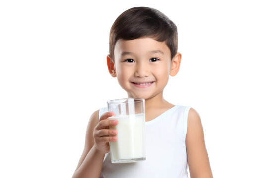 Young Asian Kid Savoring a Nutritious Glass of Milk, Nourishing Body and Mind with Essential Calcium and Protein