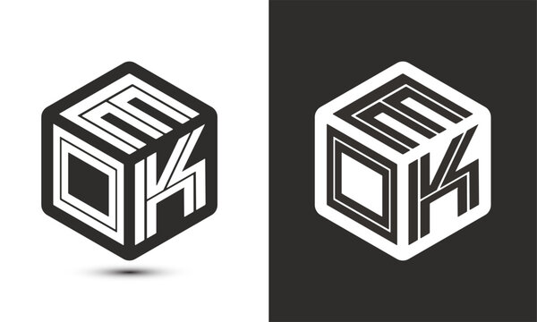 EOK letter logo design with illustrator cube logo, vector logo modern alphabet font overlap style.
