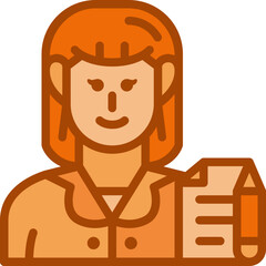 female writer two tone icon