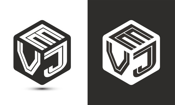 EVJ letter logo design with illustrator cube logo, vector logo modern alphabet font overlap style.