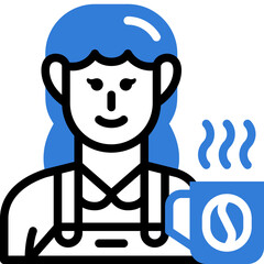 female barista flat line icon