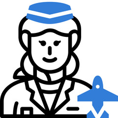 air hostess flat line icon