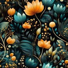 Boho style floral seamless pattern